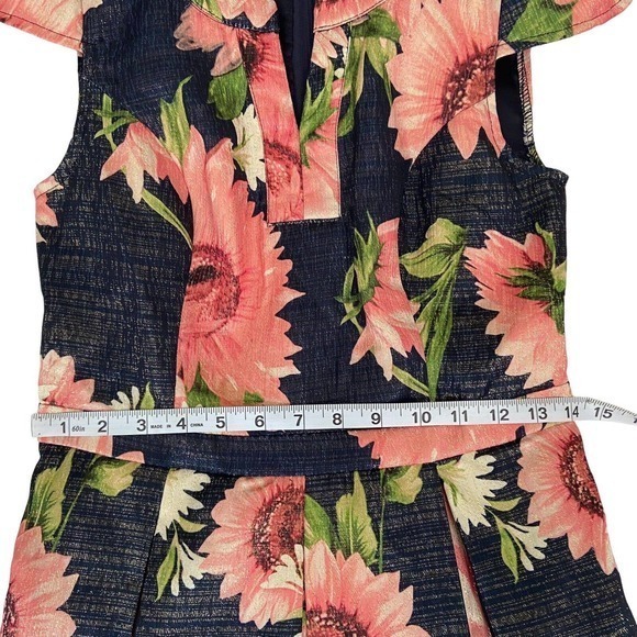 Modcloth Personal Boldness Metallic Floral‎ Fit And Flare Dress Size 6 - Picture 5 of 11